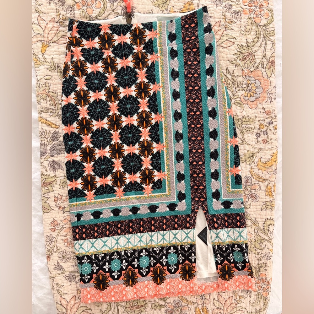 Maeve tribal patterned pencil skirt